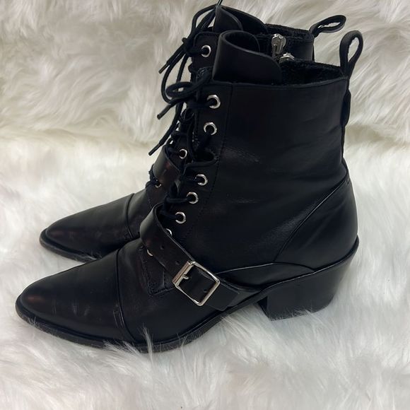 All Saints Katy Leather Ankle Booties Shoes 39 B7 - Picture 5 of 14